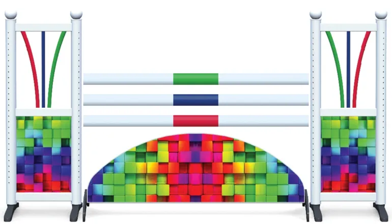 Obstacle de CSO complet demi lune Cubes arc en ciel